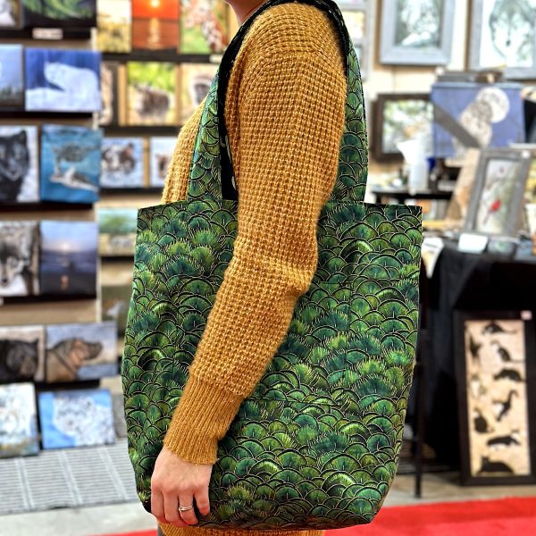 sac fourre-tout plumes vertes